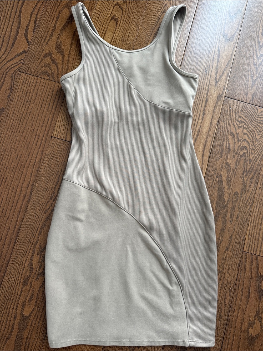 ALO Yoga Sleeveless Ribbed Bodycon Dress in Light Beige